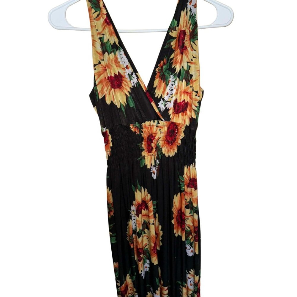 🔵 NWOT Maxi Stretch Sunflower Dress - Picture 4 of 5